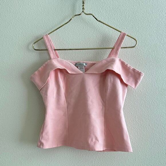 Vintage y2k pink off the shoulder tank top size M - Picture 4 of 8